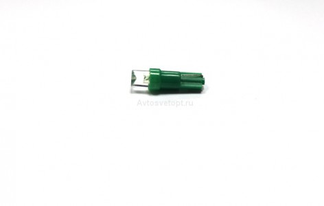 Лампа светодиодная Т5 (W2,0-4,6d) зеленая, конус (б/цокольная малая) 12v Лампа светодиодная Т5 (W2,0-4,6d) зеленая, конус (б/цокольная малая) 12v