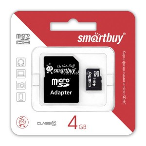 Карта памяти MicroSDHC 4 Gb class 10 SmartBuy Карта памяти MicroSDHC 4 Gb class 10 SmartBuy