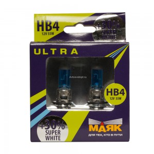 Автолампа HB4 (9006) 12V 55W (P22d) Super White +30% (2 шт.) 89006SW+30new "Маяк УЛЬТРА" Автолампа HB4 (9006) 12V 55W (P22d) Super White +30% (2 шт.) 89006SW+30new "Маяк УЛЬТРА"
