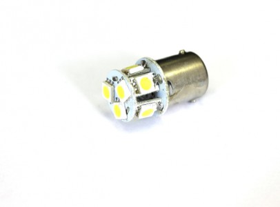 Лампа светодиодная 12v (5w) BA15s (1конт) 8 SMD диодов, белая (габариты, подсветка номера) Лампа светодиодная 12v (5w) BA15s (1конт) 8 SMD диодов, белая (габариты, подсветка номера)