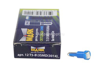 Светодиод 12V T5 (3SMD) (3014) BLUE W2.0x4.6D (панель приборов) Маяк Светодиод 12V T5 (3SMD) (3014) BLUE W2.0x4.6D (панель приборов) Маяк