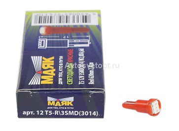 Светодиод 12V T5 (3SMD) (3014) RED W2.0x4.6D (панель приборов) Маяк Светодиод 12V T5 (3SMD) (3014) RED W2.0x4.6D (панель приборов) Маяк